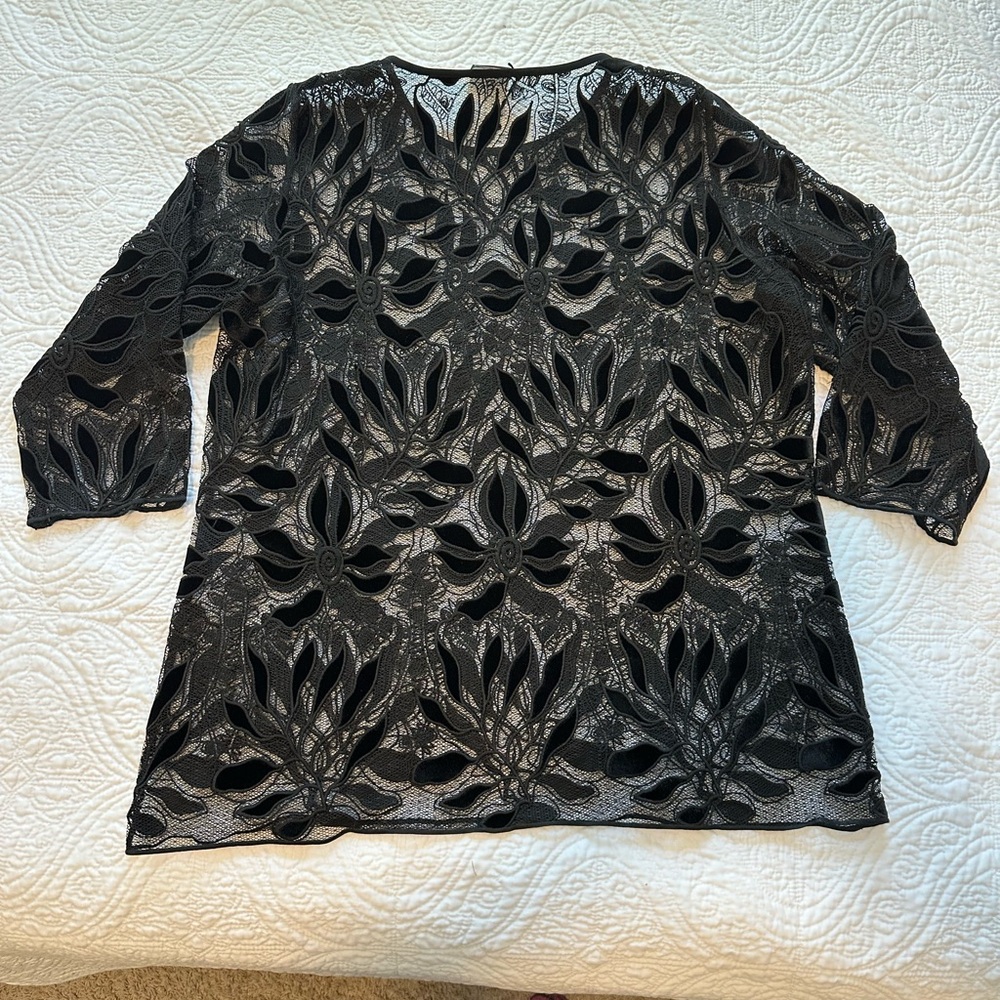 Marina Rinaldi Embroidered Lace Top